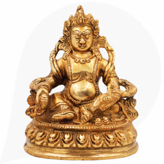 Nepali Brass Kubera Idol | Kuber Murti | Kuvera Statue | Lord Dhanapati Vaishravan Vigraha for Pooja, Vastu, Home Decor & Gifts,Gold, 6 Inch, 1 Piece