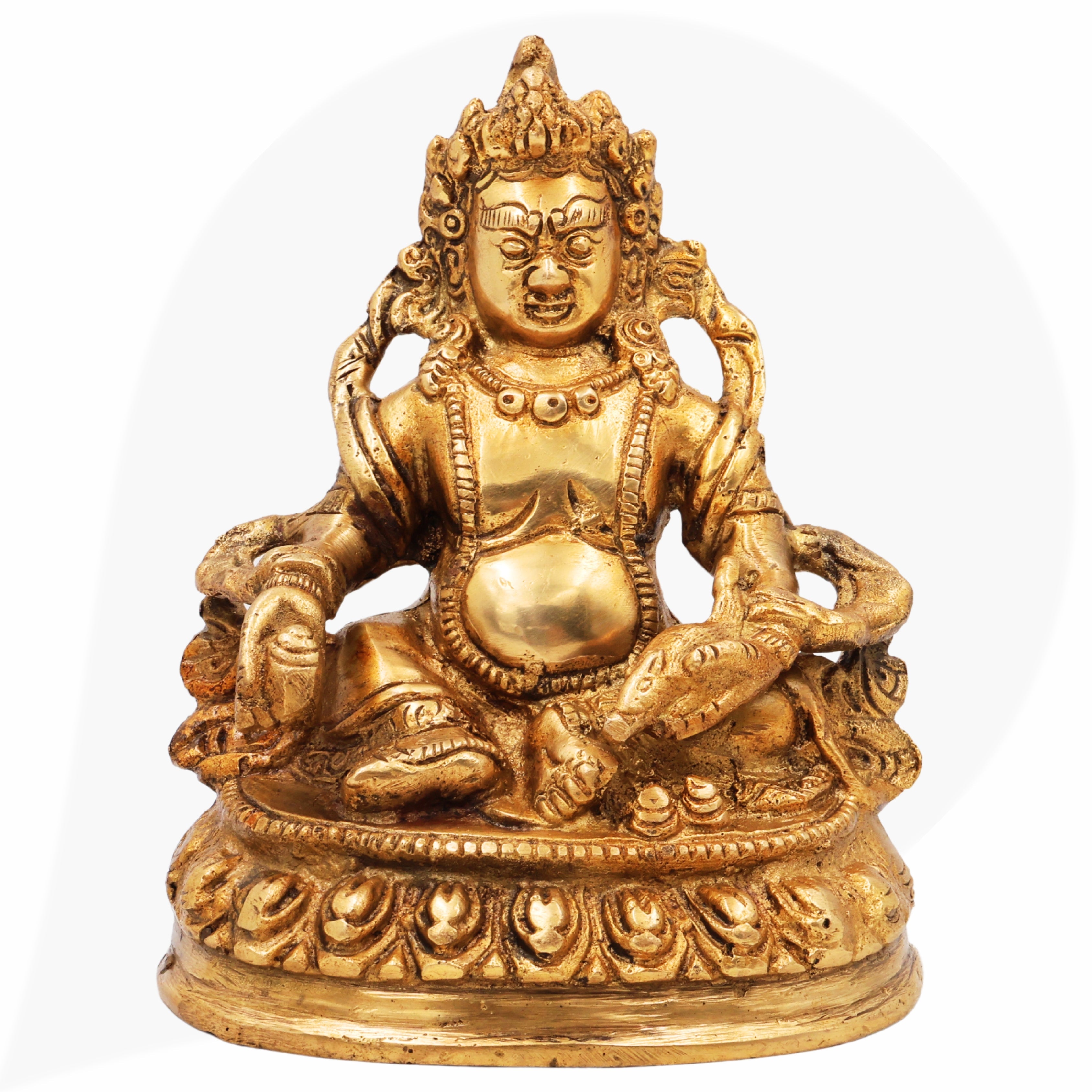 Nepali Brass Kubera Idol | Kuber Murti | Kuvera Statue | Lord Dhanapati Vaishravan Vigraha for Pooja, Vastu, Home Decor & Gifts,Gold, 6 Inch, 1 Piece