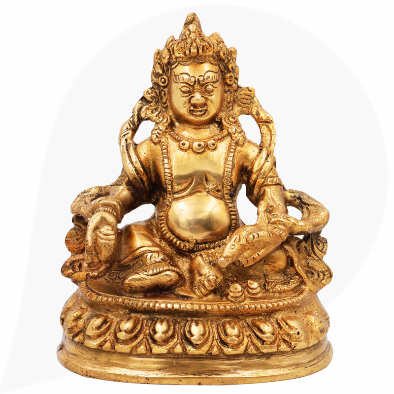 Nepali Brass Kubera Idol | Kuber Murti | Kuvera Statue | Lord Dhanapati Vaishravan Vigraha for Pooja, Vastu, Home Decor & Gifts,Gold, 6 Inch, 1 Piece