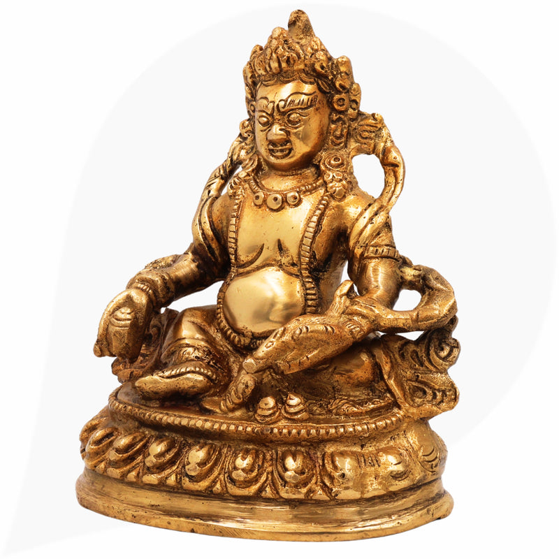 Nepali Brass Kubera Idol | Kuber Murti | Kuvera Statue | Lord Dhanapati Vaishravan Vigraha for Pooja, Vastu, Home Decor & Gifts,Gold, 6 Inch, 1 Piece