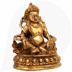 Nepali Brass Kubera Idol | Kuber Murti | Kuvera Statue | Lord Dhanapati Vaishravan Vigraha for Pooja, Vastu, Home Decor & Gifts,Gold, 6 Inch, 1 Piece