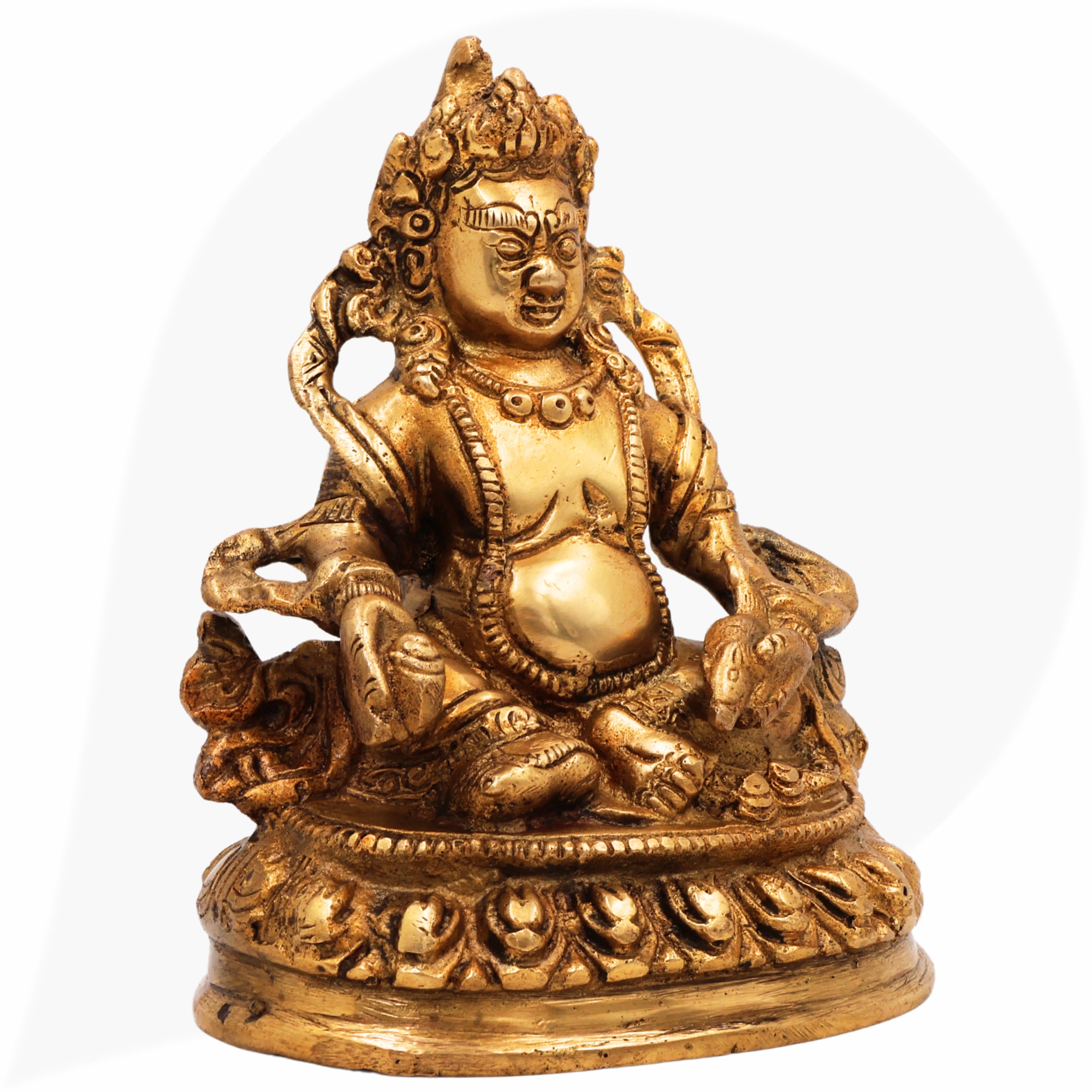 Nepali Brass Kubera Idol | Kuber Murti | Kuvera Statue | Lord Dhanapati Vaishravan Vigraha for Pooja, Vastu, Home Decor & Gifts,Gold, 6 Inch, 1 Piece