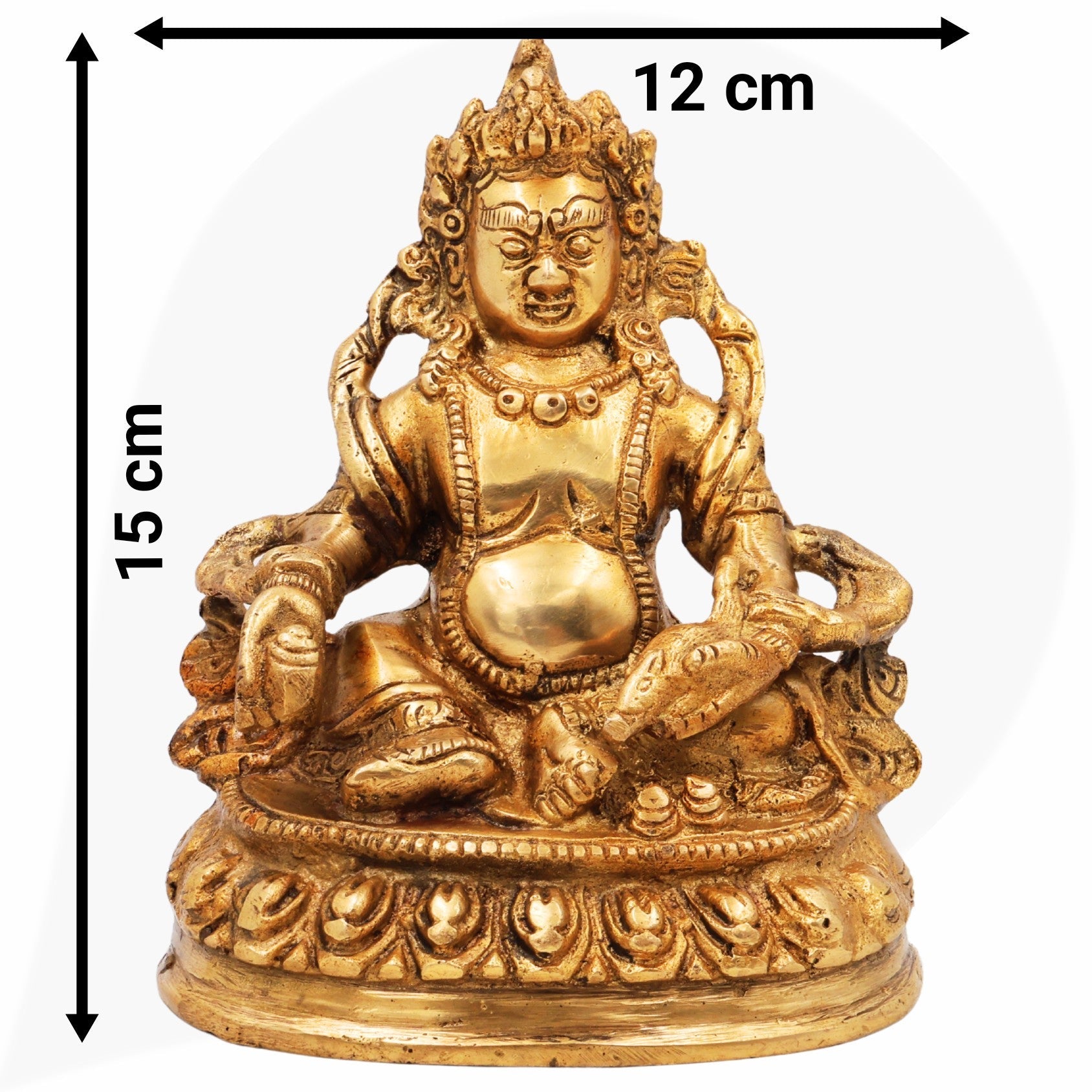Nepali Brass Kubera Idol | Kuber Murti | Kuvera Statue | Lord Dhanapati Vaishravan Vigraha for Pooja, Vastu, Home Decor & Gifts,Gold, 6 Inch, 1 Piece