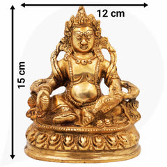 Nepali Brass Kubera Idol | Kuber Murti | Kuvera Statue | Lord Dhanapati Vaishravan Vigraha for Pooja, Vastu, Home Decor & Gifts,Gold, 6 Inch, 1 Piece