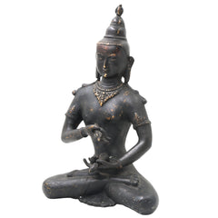 Brass Lokeshwar Buddha Idol | Avalokiteshvara Murti | Bodhisattva of Compassion Statue | Antique Peetal Vigraha for Home, Temple & Office Decor,Black, 13 Inch, 1 Piece