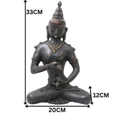 Brass Lokeshwar Buddha Idol | Avalokiteshvara Murti | Bodhisattva of Compassion Statue | Antique Peetal Vigraha for Home, Temple & Office Decor,Black, 13 Inch, 1 Piece