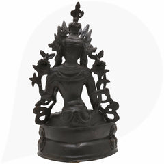 Tibetan Tara Maa Brass Idol – Green Tara, White Tara, Jetsun Dolma Murti, Handmade Brass Statue for Home, Temple & Puja Decor,Black, 13.5 Inch, 1 Piece