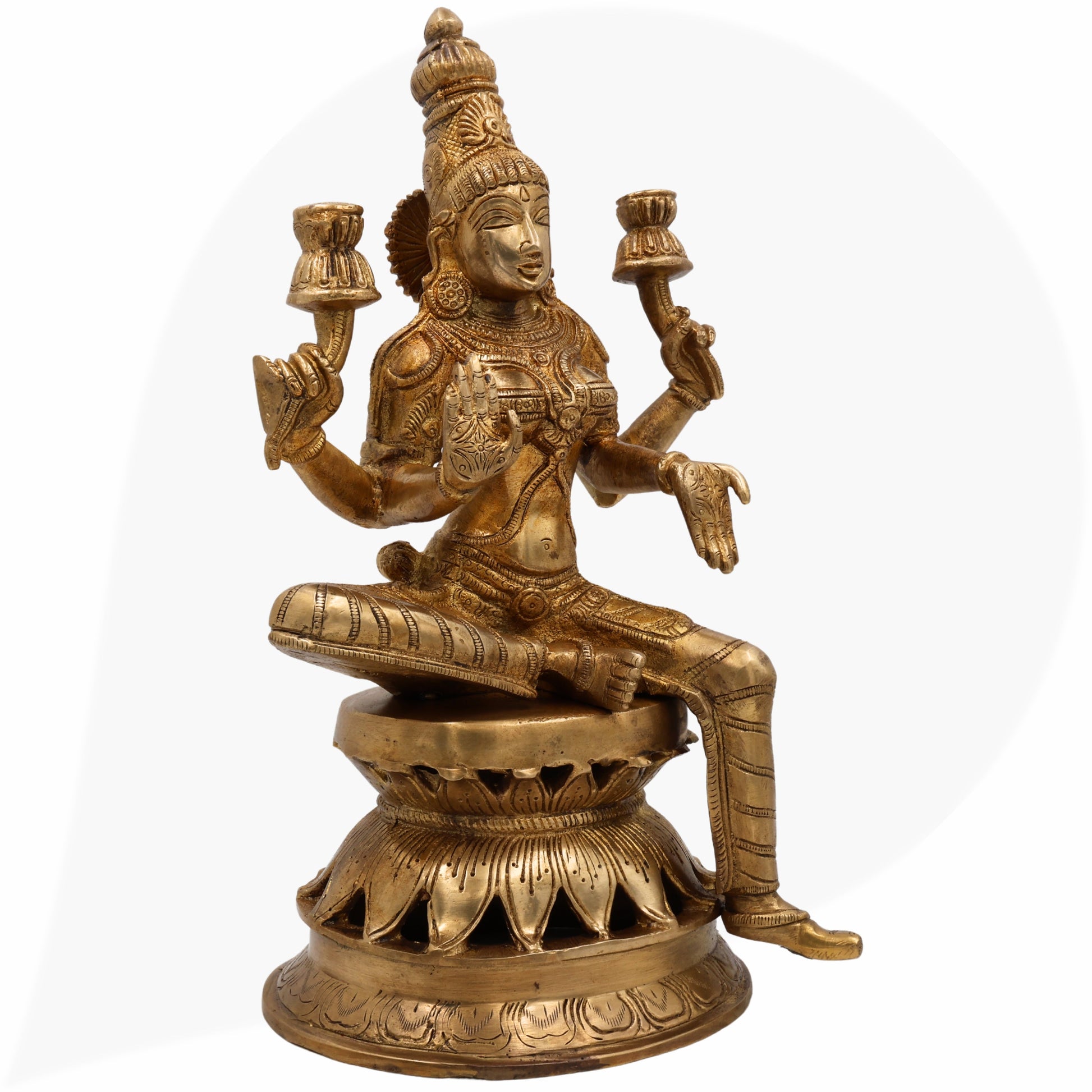 Brass Mahalakshmi Idol – Handcrafted Shri Lakshmi | Gajalakshmi | Dhanalakshmi | Padma Devi Murti for Pooja, Home Temple & Decor – 30cm,Gold, 12 Inch, 1 Piece