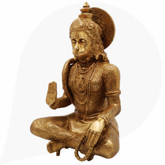 Brass Hanuman Idol – Maruti, Bajrangbali, Anjaneya, Pavanputra, Sankat Mochan Murti for Home Temple Decor & Pooja,Gold, 12 Inch, 1 Piece