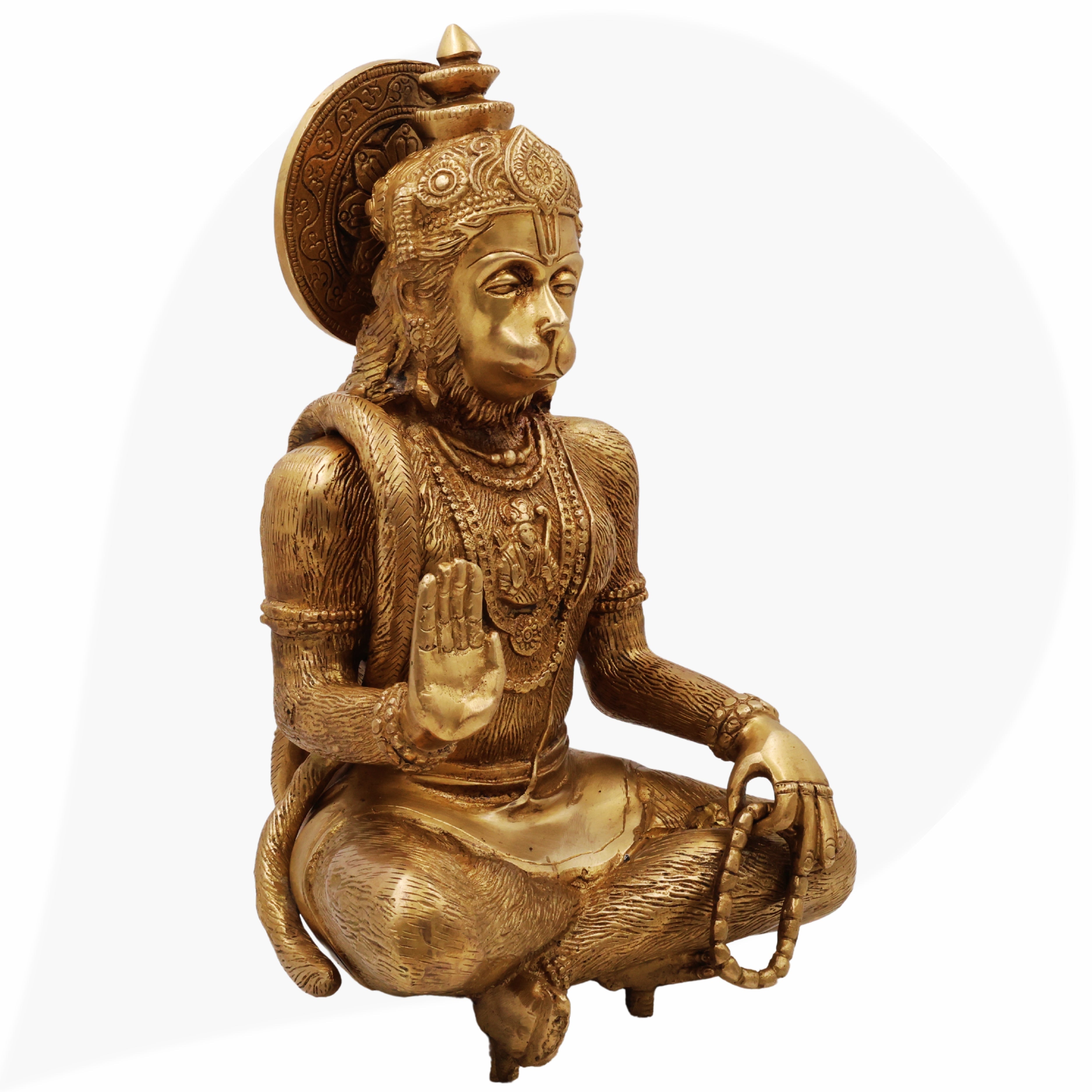Brass Hanuman Idol – Maruti, Bajrangbali, Anjaneya, Pavanputra, Sankat Mochan Murti for Home Temple Decor & Pooja,Gold, 12 Inch, 1 Piece