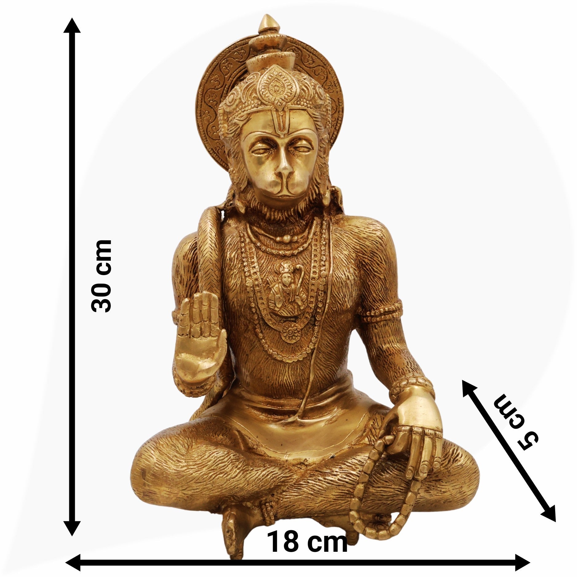 Brass Hanuman Idol – Maruti, Bajrangbali, Anjaneya, Pavanputra, Sankat Mochan Murti for Home Temple Decor & Pooja,Gold, 12 Inch, 1 Piece