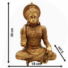Brass Hanuman Idol – Maruti, Bajrangbali, Anjaneya, Pavanputra, Sankat Mochan Murti for Home Temple Decor & Pooja,Gold, 12 Inch, 1 Piece