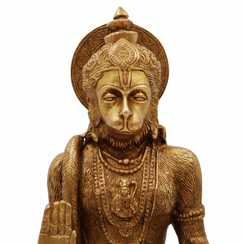 Brass Hanuman Idol – Maruti, Bajrangbali, Anjaneya, Pavanputra, Sankat Mochan Murti for Home Temple Decor & Pooja,Gold, 12 Inch, 1 Piece