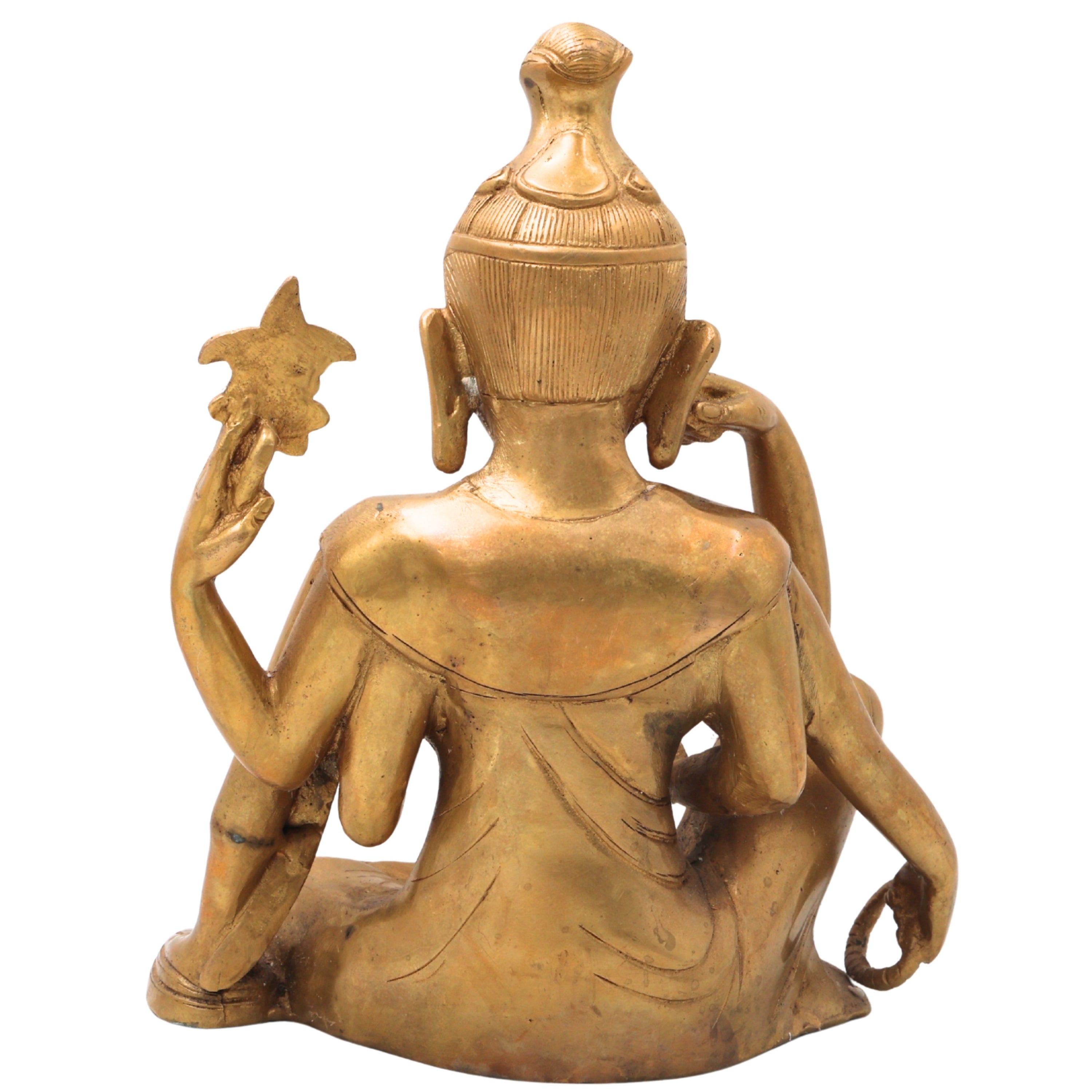 Brass Lokeshwar Buddha Idol, Avalokiteshvara Murti, Bodhisattva of Compassion Vigraha, Home & Temple Decor Statue, Peetal / Ashtadhatu Showpiece for Pooja and Gifts,Gold, 9.5 Inch, 1 Piece