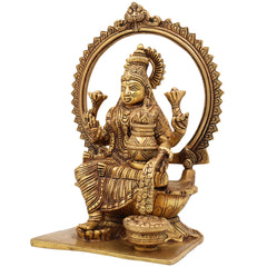 Handcrafted Brass Mahalaxmi Idol | Gajalakshmi Murti | Lakshmi Devi Statue for Pooja Room, Temple & Home Decor,Gold, 10.5 Inch, 1 Piece