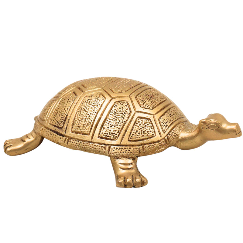 Brass Tortoise Idol, Kurma Avatar Figurine, Kachhua Statue for Vastu & Feng Shui, Long Life, Wealth, Harmony Decor,Gold, 2.5 Inch, 1 Piece