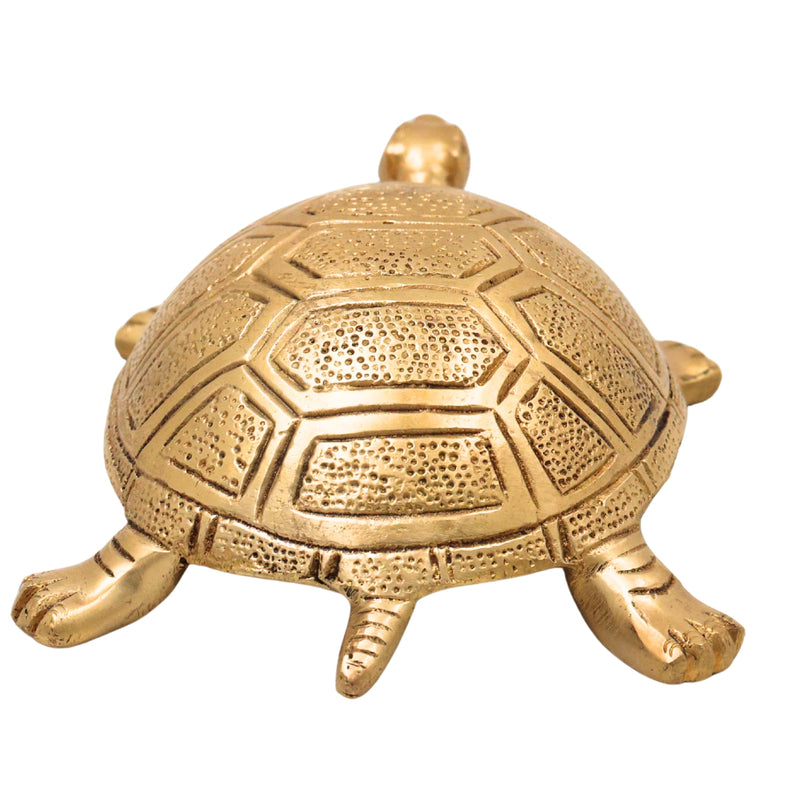 Brass Tortoise Idol, Kurma Avatar Figurine, Kachhua Statue for Vastu & Feng Shui, Long Life, Wealth, Harmony Decor,Gold, 2.5 Inch, 1 Piece