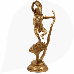 Brass Krishna Kaliya Mardan Idol – Gopala, Govinda, Bal Krishna Statue for Home, Temple & Office Decor,Gold, 13.5 Inch, 1 Piece