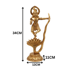 Brass Krishna Kaliya Mardan Idol – Gopala, Govinda, Bal Krishna Statue for Home, Temple & Office Decor,Gold, 13.5 Inch, 1 Piece
