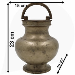 Brass Antiques Kamandal, Stoup, Gangajali, Ganga Jali, Pooja Loota, Water Kamandal - Antique Loota, Kamandal,Brown, 9 Inch, 1 Piece