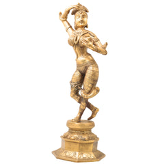Brass Nag Kanya Idol, Naga Kanya Statue, Naagini Goddess Figurine for Home & Temple Decor, Gold, 16.5 Inch, 1 Piece