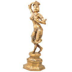 Brass Nag Kanya Idol, Naga Kanya Statue, Naagini Goddess Figurine for Home & Temple Decor, Gold, 16.5 Inch, 1 Piece
