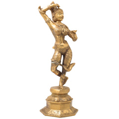 Brass Nag Kanya Idol, Naga Kanya Statue, Naagini Goddess Figurine for Home & Temple Decor, Gold, 16.5 Inch, 1 Piece