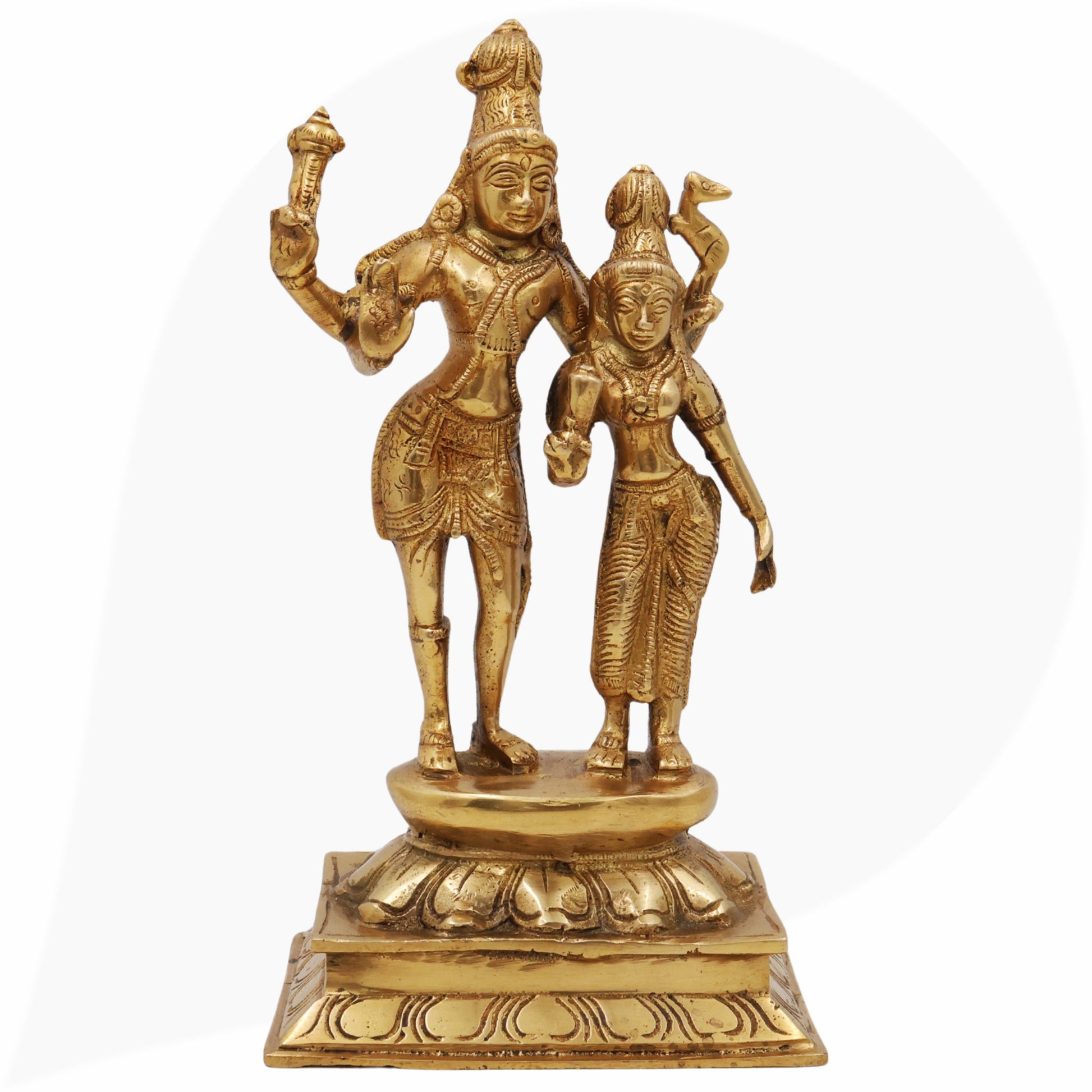 Brass Shiva Parvati Idol | Uma Maheshwara Murti | Ardhanarishvara Statue | Gauri Shankar Vigraha | Shivling Pooja Moorti for Home Temple Decor,Gold, 9 Inch, 1 Piece