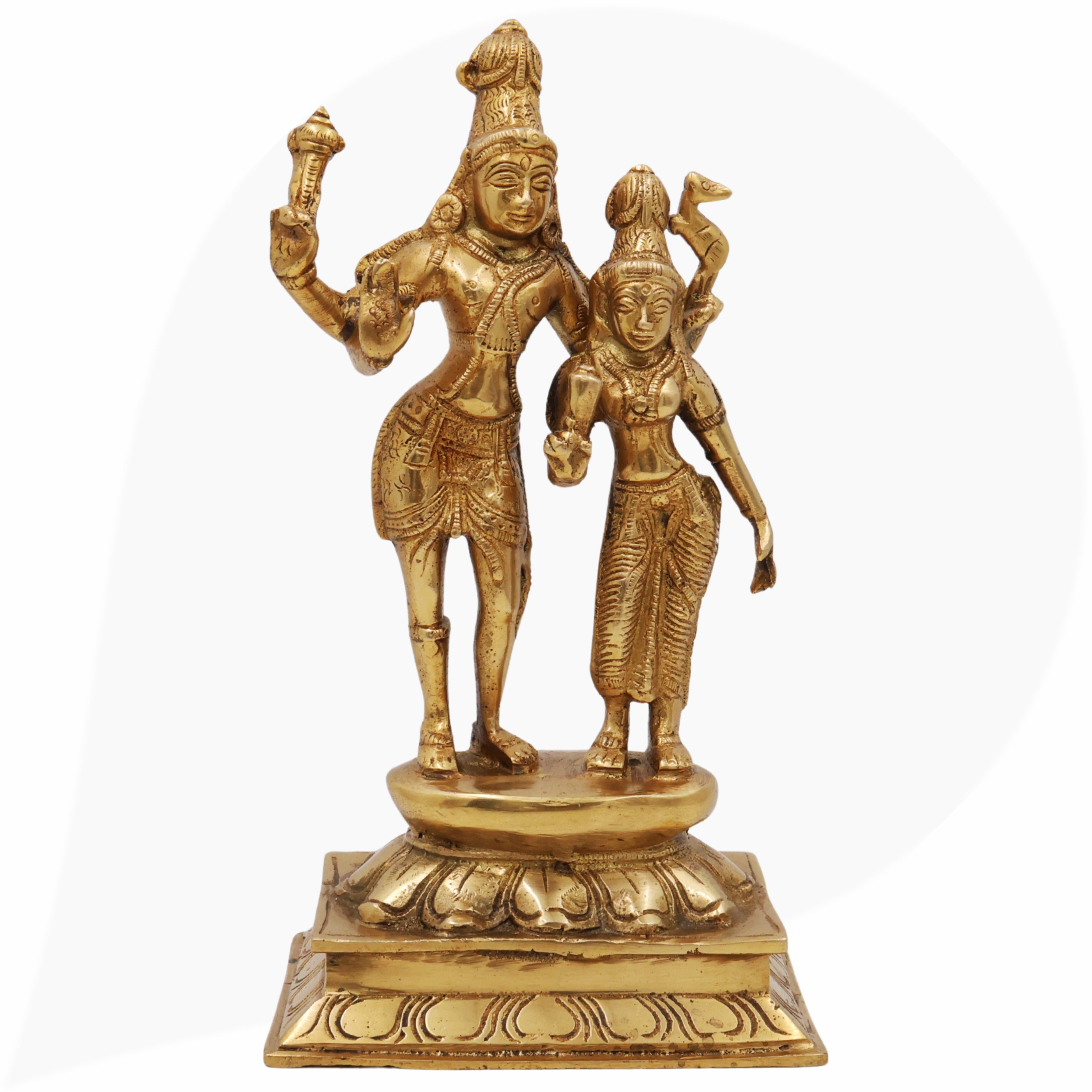 Brass Shiva Parvati Idol | Uma Maheshwara Murti | Ardhanarishvara Statue | Gauri Shankar Vigraha | Shivling Pooja Moorti for Home Temple Decor,Gold, 9 Inch, 1 Piece