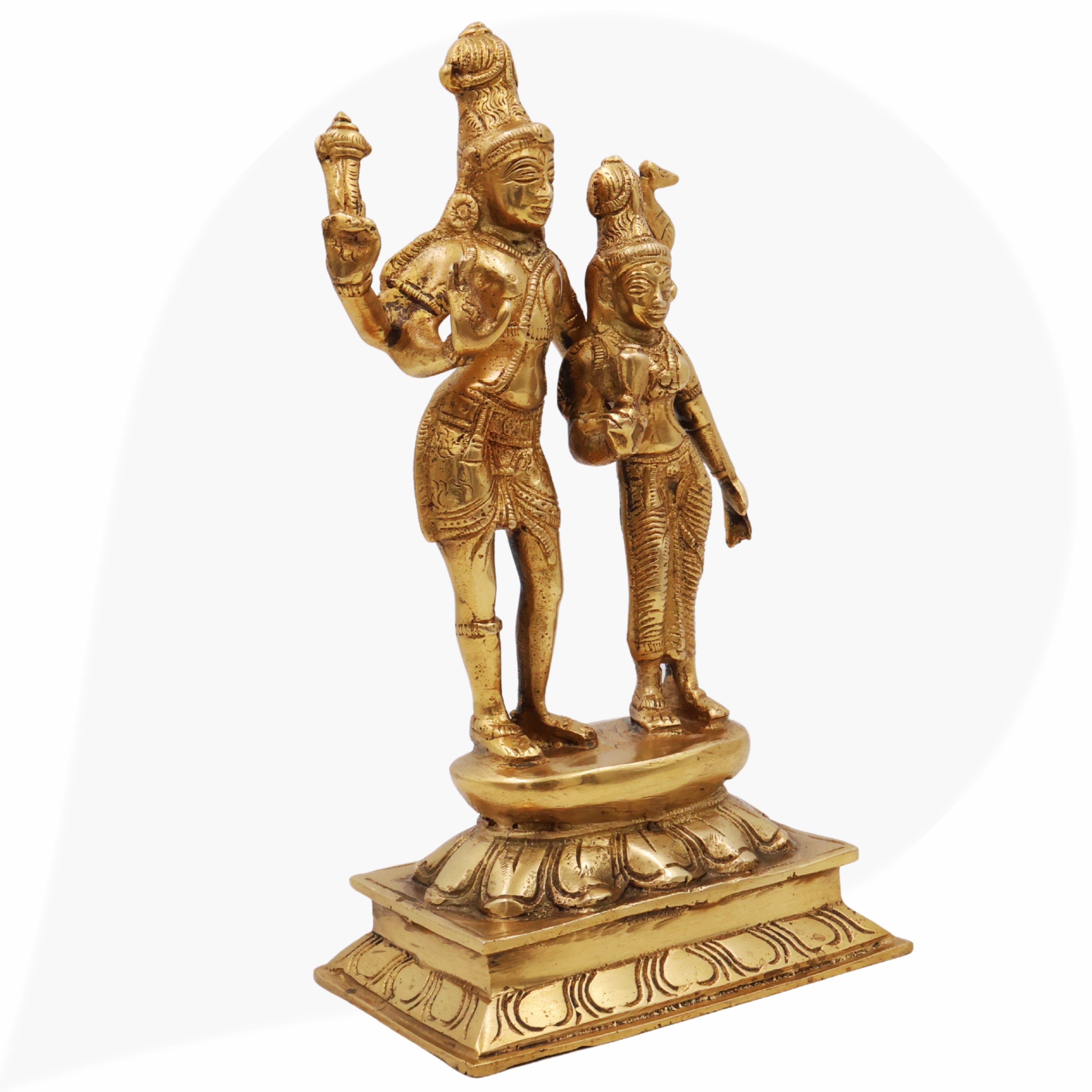 Brass Shiva Parvati Idol | Uma Maheshwara Murti | Ardhanarishvara Statue | Gauri Shankar Vigraha | Shivling Pooja Moorti for Home Temple Decor,Gold, 9 Inch, 1 Piece