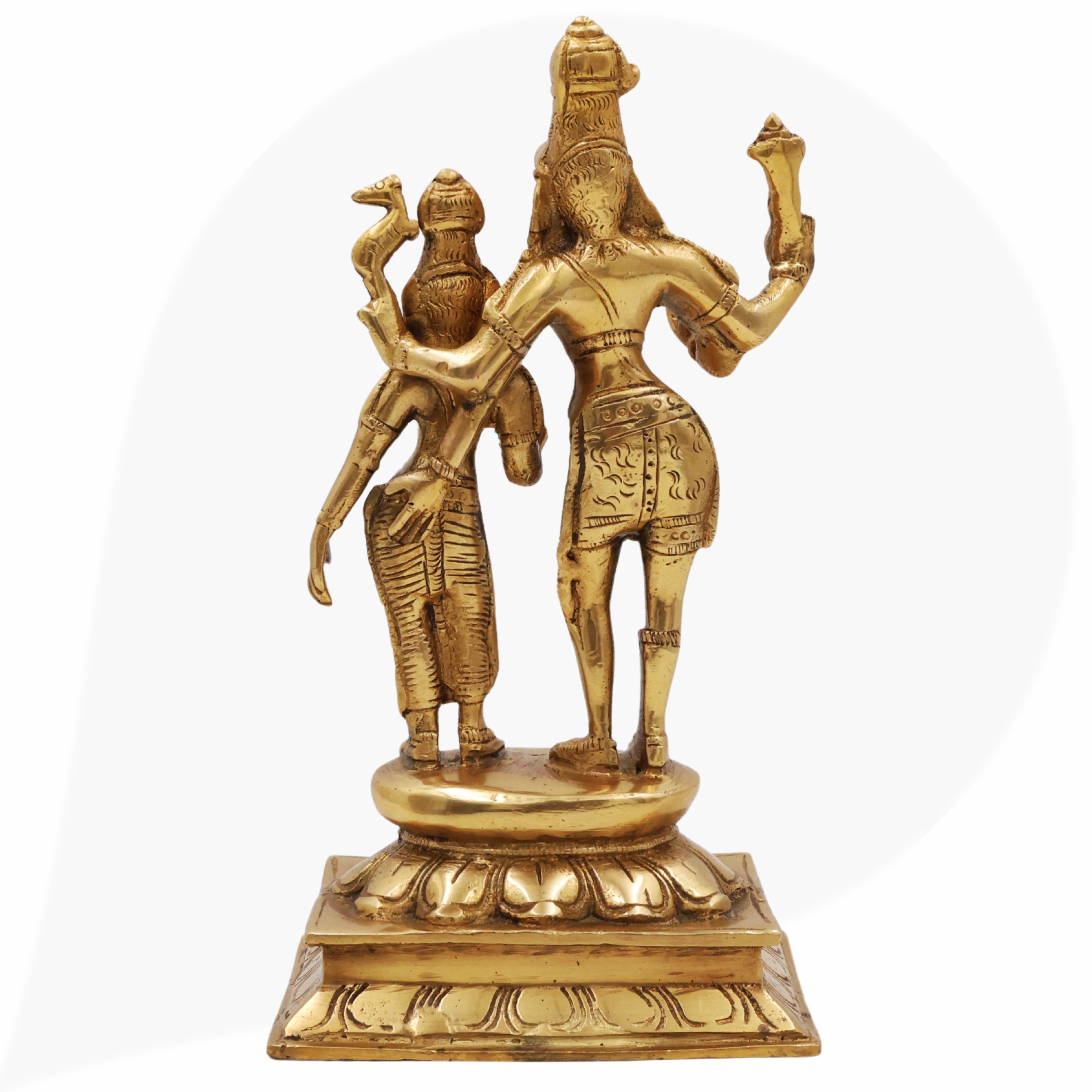 Brass Shiva Parvati Idol | Uma Maheshwara Murti | Ardhanarishvara Statue | Gauri Shankar Vigraha | Shivling Pooja Moorti for Home Temple Decor,Gold, 9 Inch, 1 Piece