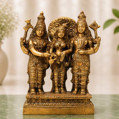 Brass Srinivasa Kalyanam Idol, Venkateswara Balaji Tirupati Kalyanotsavam Statue, Vishnu Narayan Perumal Marriage Murti for Home Temple & Puja,Gold, 9 Inch, 1 Piece