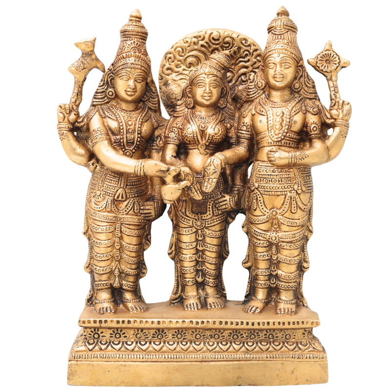 Brass Srinivasa Kalyanam Idol, Venkateswara Balaji Tirupati Kalyanotsavam Statue, Vishnu Narayan Perumal Marriage Murti for Home Temple & Puja,Gold, 9 Inch, 1 Piece