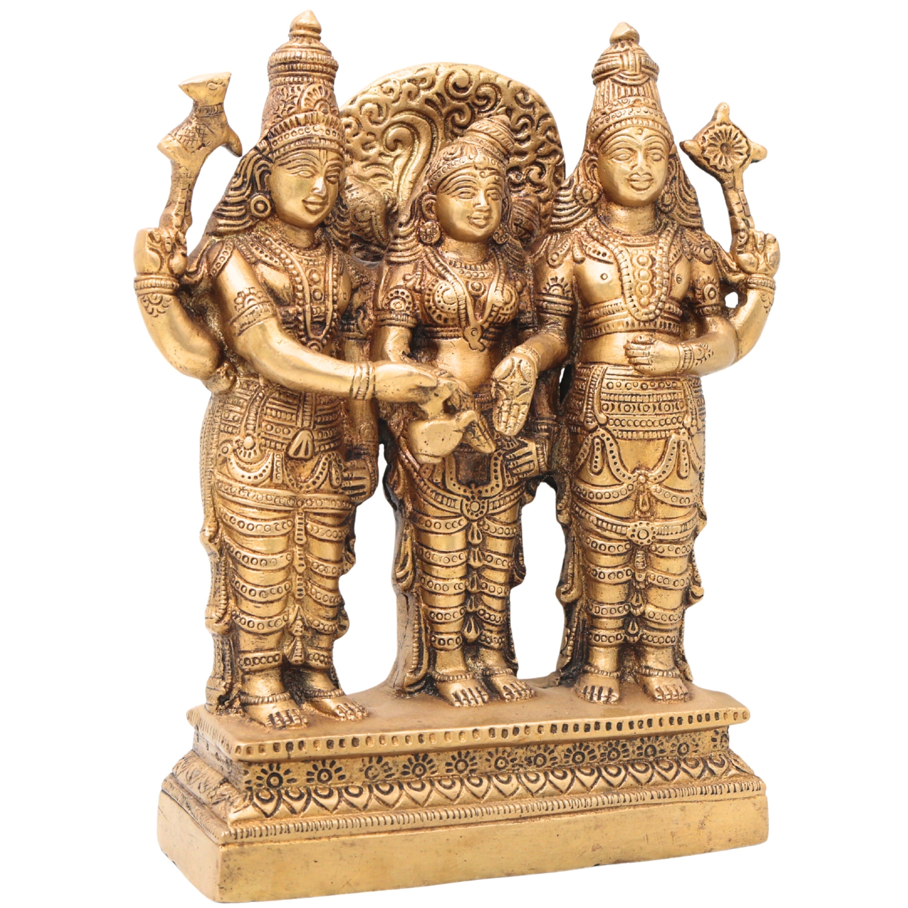 Brass Srinivasa Kalyanam Idol, Venkateswara Balaji Tirupati Kalyanotsavam Statue, Vishnu Narayan Perumal Marriage Murti for Home Temple & Puja,Gold, 9 Inch, 1 Piece