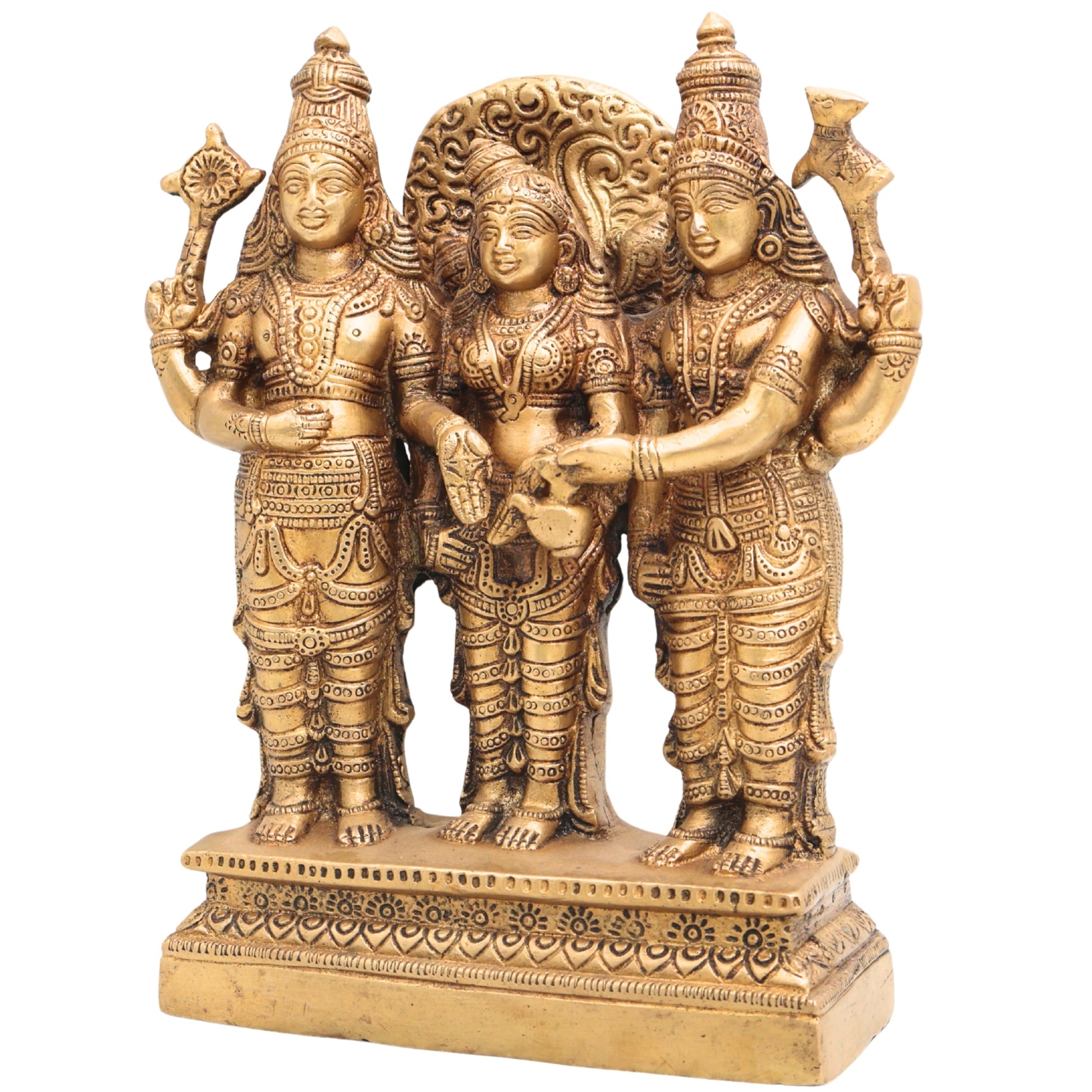 Brass Srinivasa Kalyanam Idol, Venkateswara Balaji Tirupati Kalyanotsavam Statue, Vishnu Narayan Perumal Marriage Murti for Home Temple & Puja,Gold, 9 Inch, 1 Piece