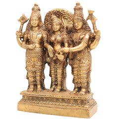 Brass Srinivasa Kalyanam Idol, Venkateswara Balaji Tirupati Kalyanotsavam Statue, Vishnu Narayan Perumal Marriage Murti for Home Temple & Puja,Gold, 9 Inch, 1 Piece