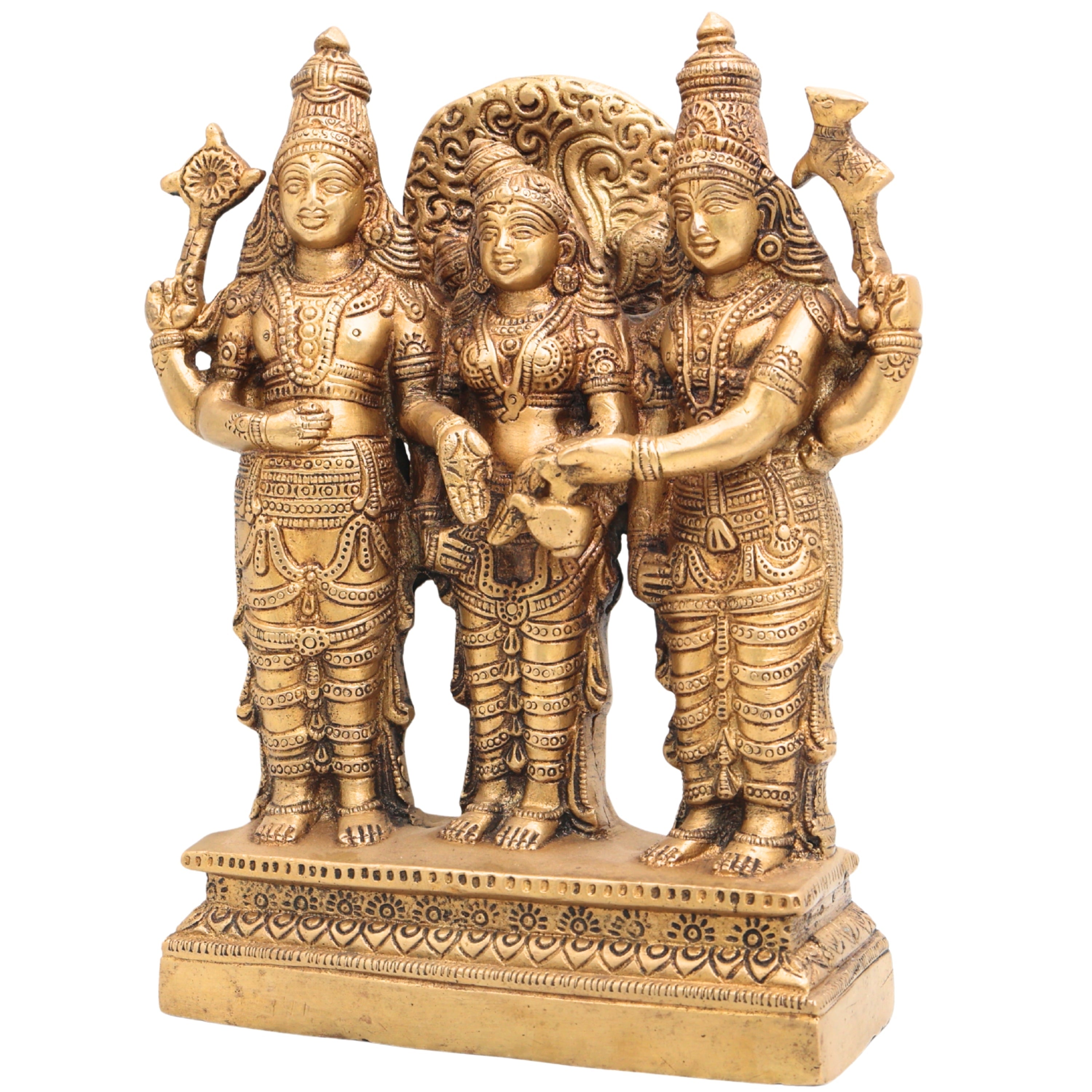 Brass Srinivasa Kalyanam Idol, Venkateswara Balaji Tirupati Kalyanotsavam Statue, Vishnu Narayan Perumal Marriage Murti for Home Temple & Puja,Gold, 9 Inch, 1 Piece