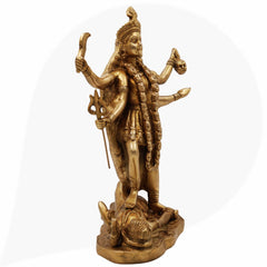 Handcrafted Brass Mahakali Idol | Kali Mata Kalika Devi Chamunda Statue for Pooja, Home Temple & Gifting – 7.3 KG Pital,Gold, 14 Inch, 1 Piece