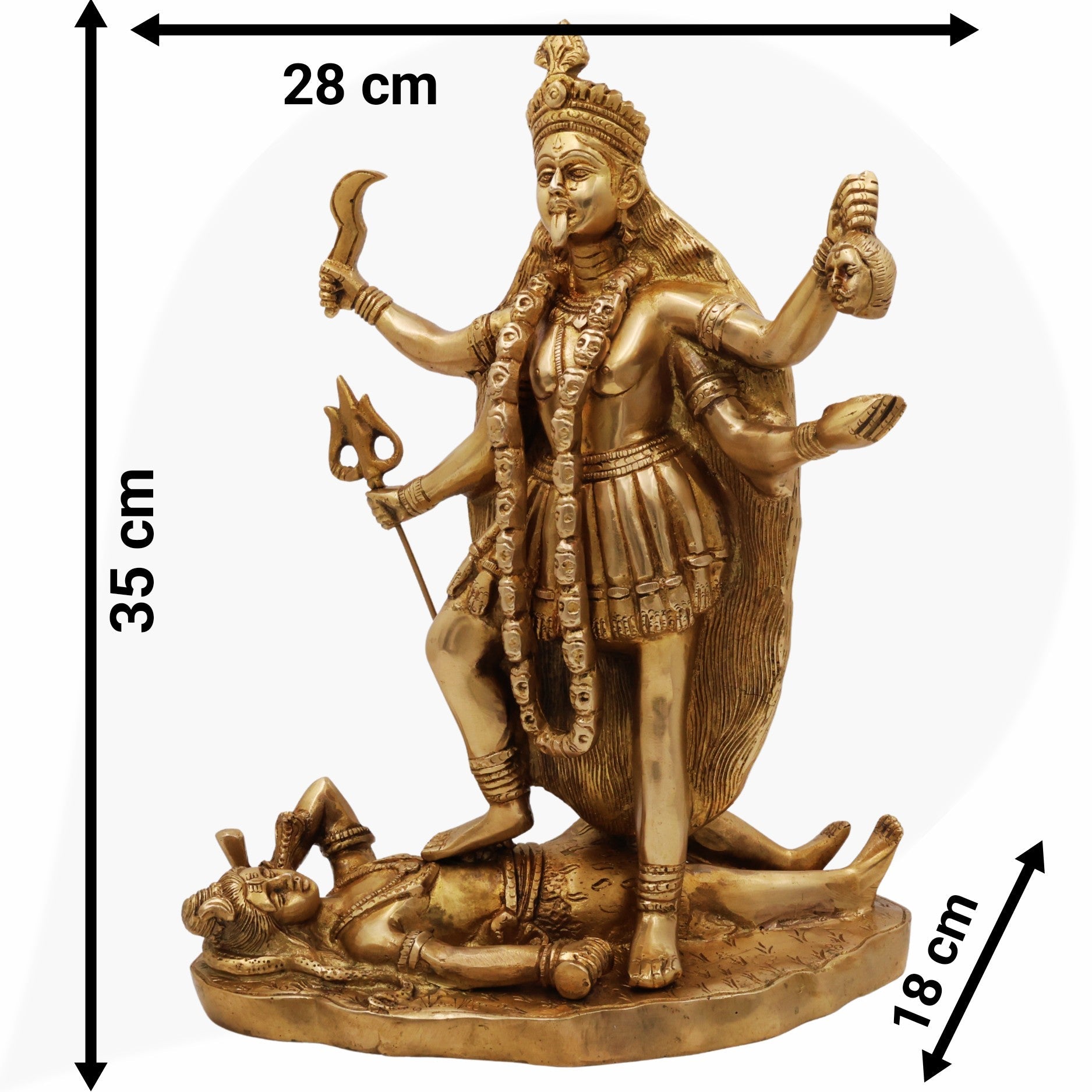 Handcrafted Brass Mahakali Idol | Kali Mata Kalika Devi Chamunda Statue for Pooja, Home Temple & Gifting – 7.3 KG Pital,Gold, 14 Inch, 1 Piece