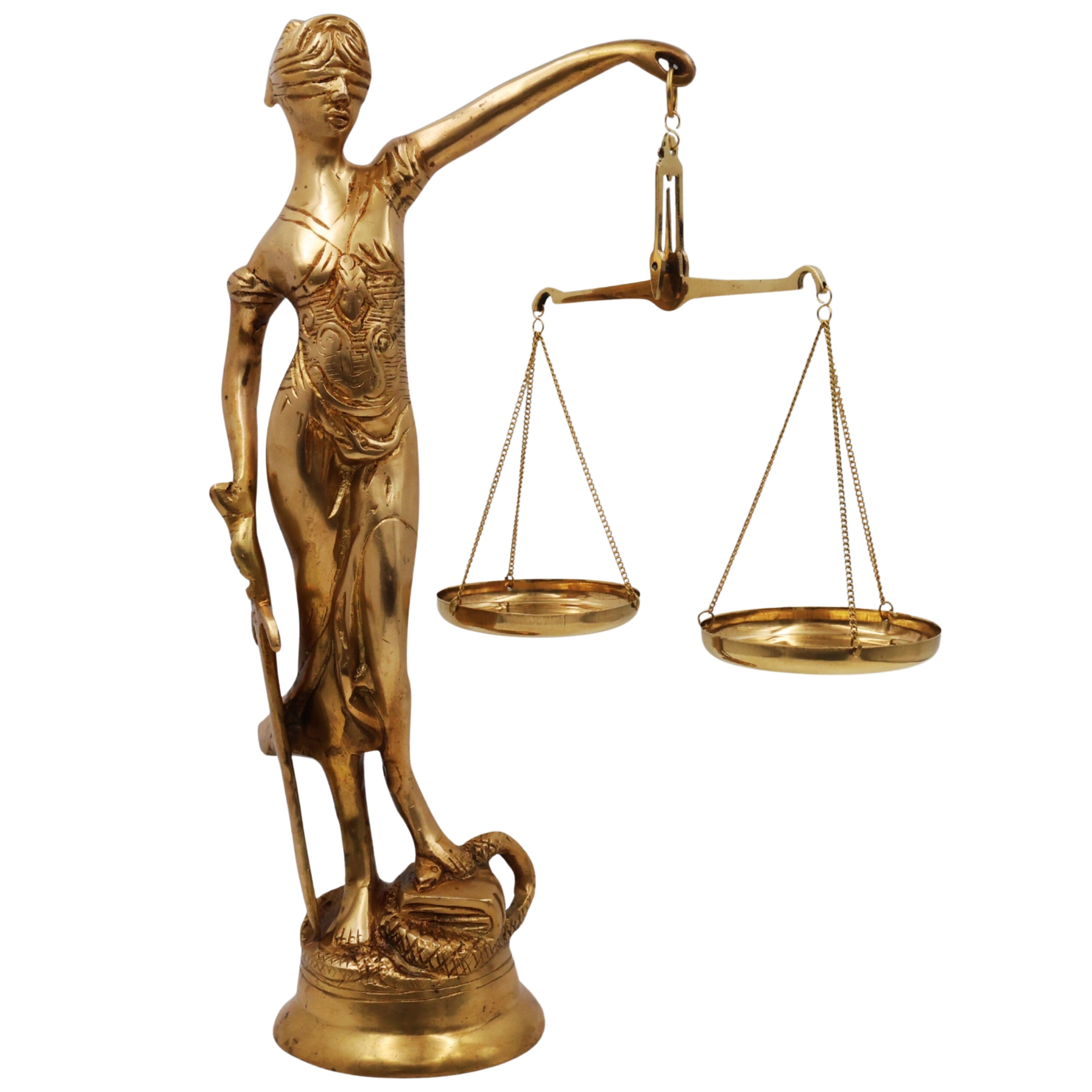 Brass Blind Folded Justice Sculptures, Lady Justice Statues, Themis Sculptures, Andha Kanoon, Lady Justice Statue Of Law, Gold, 13.5 Inch, 1 Piece