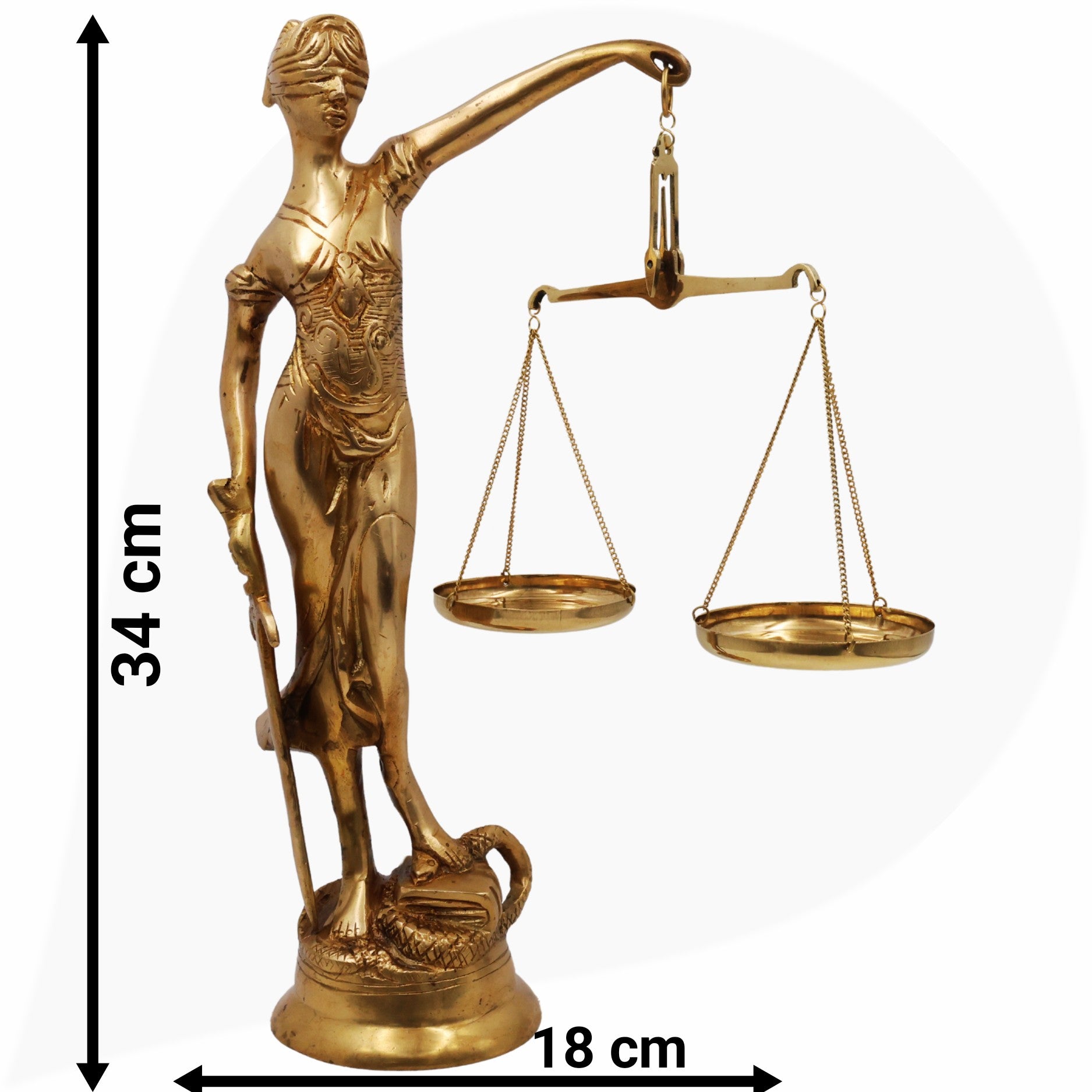 Brass Blind Folded Justice Sculptures, Lady Justice Statues, Themis Sculptures, Andha Kanoon, Lady Justice Statue Of Law, Gold, 13.5 Inch, 1 Piece
