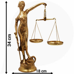 Brass Blind Folded Justice Sculptures, Lady Justice Statues, Themis Sculptures, Andha Kanoon, Lady Justice Statue Of Law, Gold, 13.5 Inch, 1 Piece