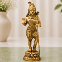 Brass Lord Shiva Standing Idols, Shiv Statue, Shankar Murti, Home Decor, Showpiece,Gold, 12 Inch, 1 Piece