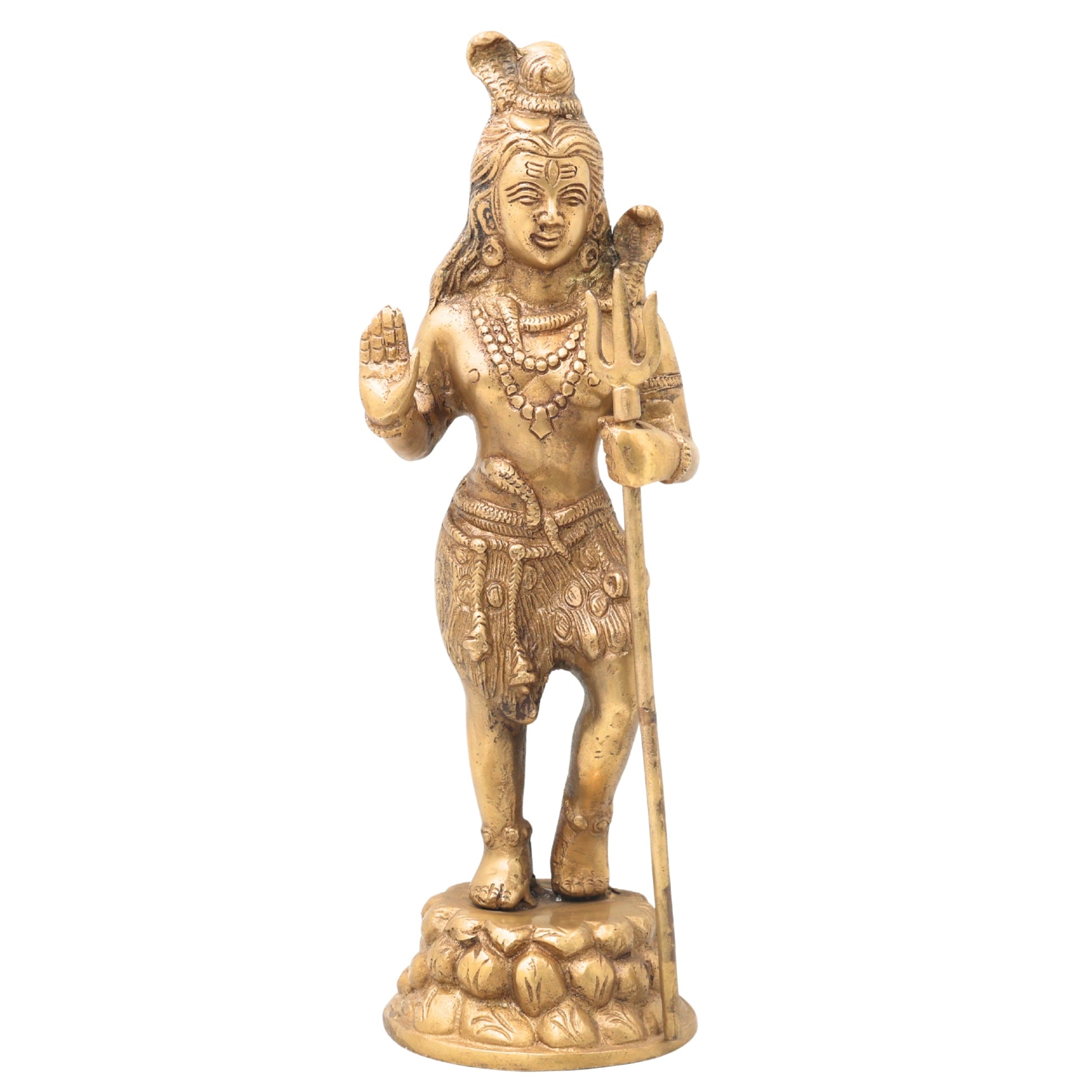 Brass Lord Shiva Standing Idols, Shiv Statue, Shankar Murti, Home Decor, Showpiece,Gold, 12 Inch, 1 Piece