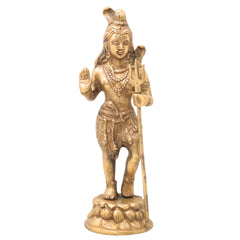 Brass Lord Shiva Standing Idols, Shiv Statue, Shankar Murti, Home Decor, Showpiece,Gold, 12 Inch, 1 Piece