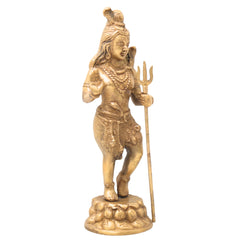 Brass Lord Shiva Standing Idols, Shiv Statue, Shankar Murti, Home Decor, Showpiece,Gold, 12 Inch, 1 Piece