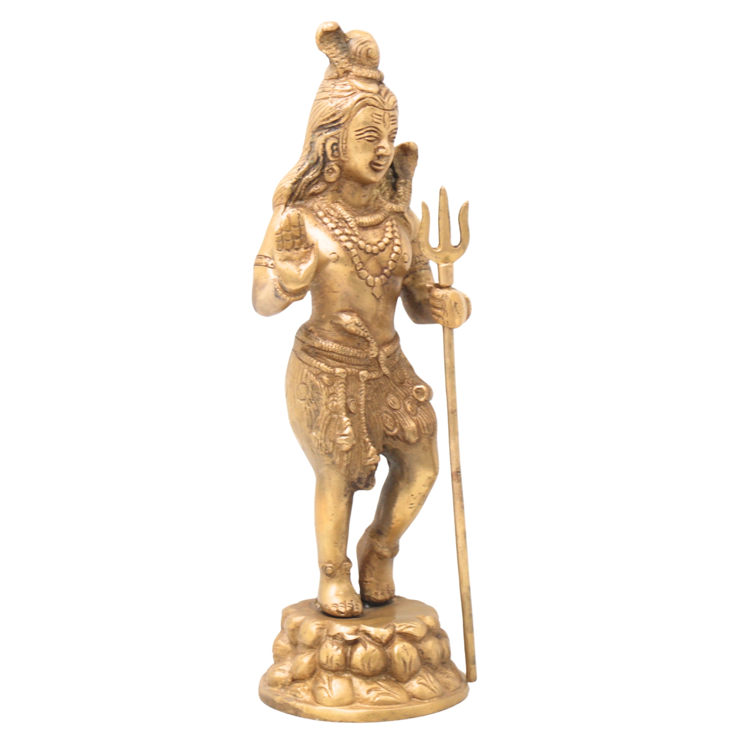 Brass Lord Shiva Standing Idols, Shiv Statue, Shankar Murti, Home Decor, Showpiece,Gold, 12 Inch, 1 Piece