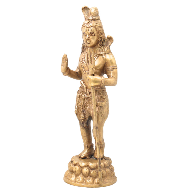 Brass Lord Shiva Standing Idols, Shiv Statue, Shankar Murti, Home Decor, Showpiece,Gold, 12 Inch, 1 Piece