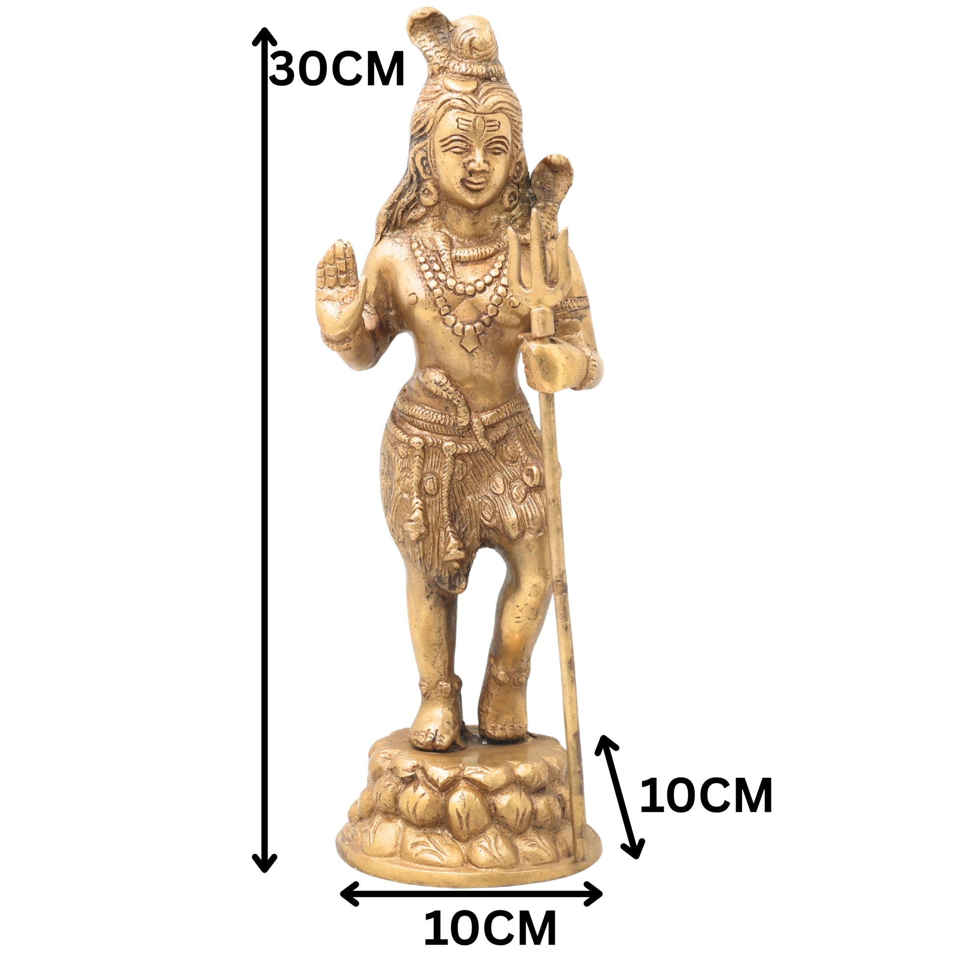 Brass Lord Shiva Standing Idols, Shiv Statue, Shankar Murti, Home Decor, Showpiece,Gold, 12 Inch, 1 Piece