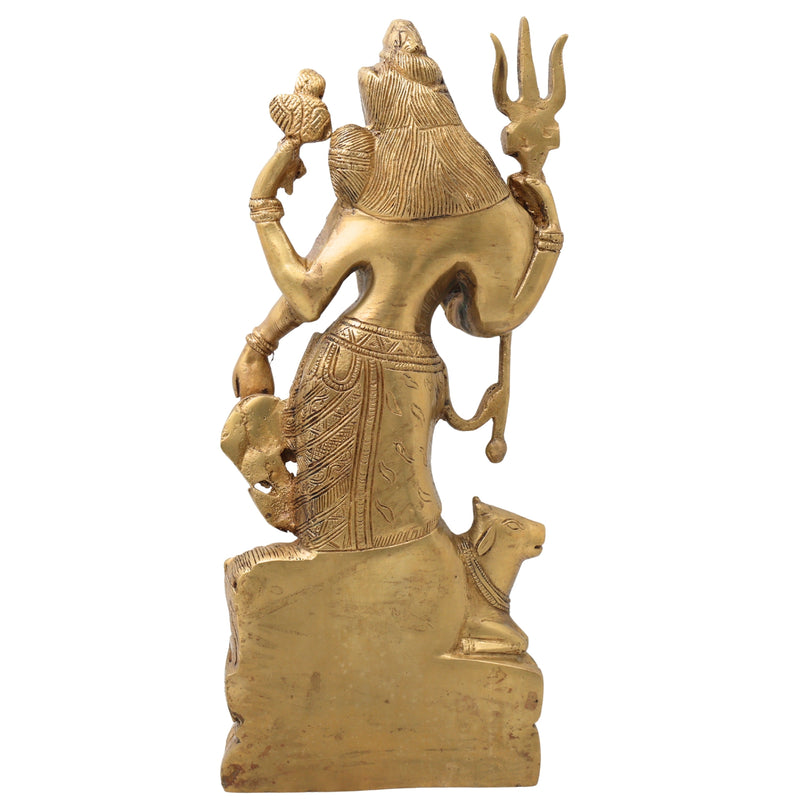 Brass Lord Ardhanarishvara Statue – Handmade Divine Home Decor, Gold, 13 Inch, 1 Piece